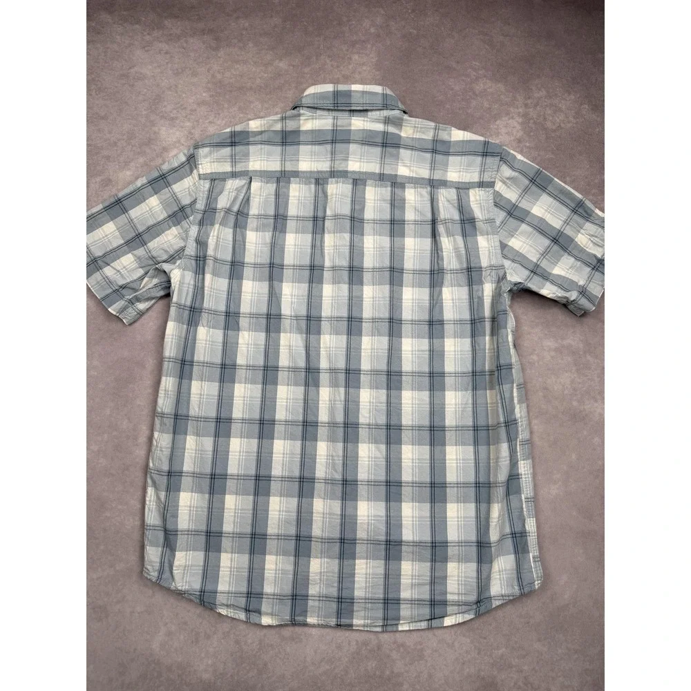 Carhartt Shirt Mens Medium Blue White Plaid Relaxed‎ Fit Button Up Pocket Casual